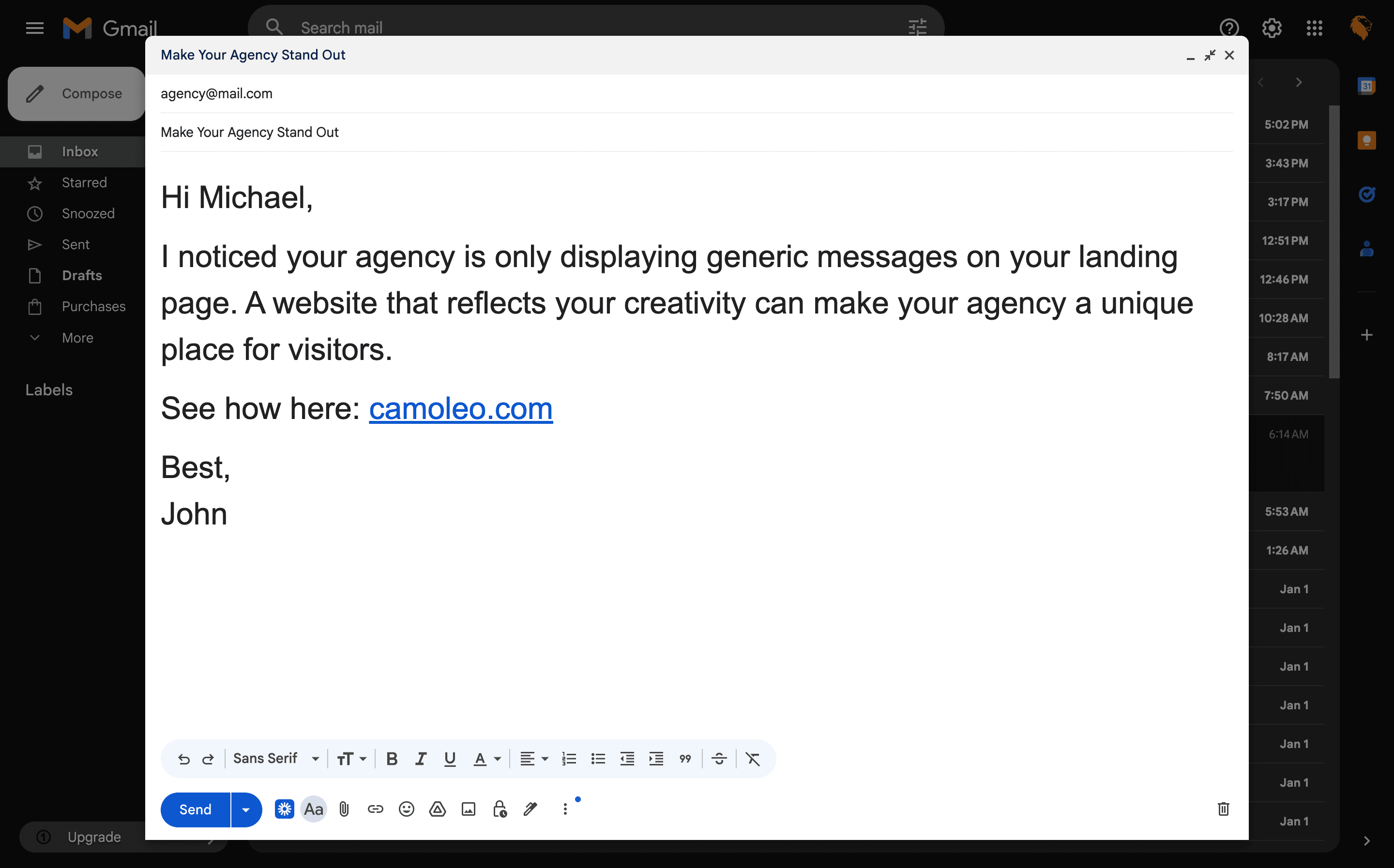 Cold outreach - address their niche directly dark 0