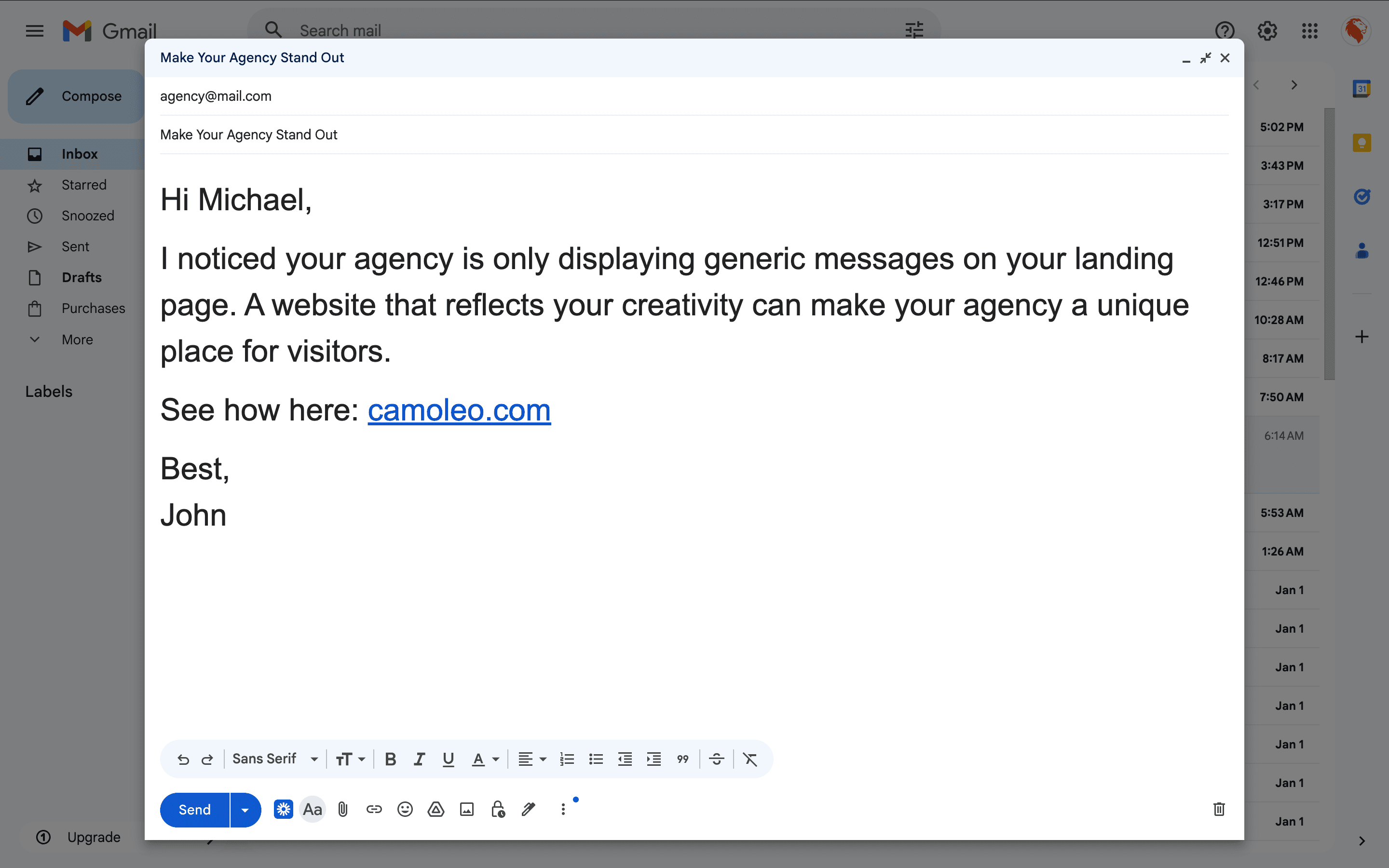 Cold outreach - address their niche directly light 0